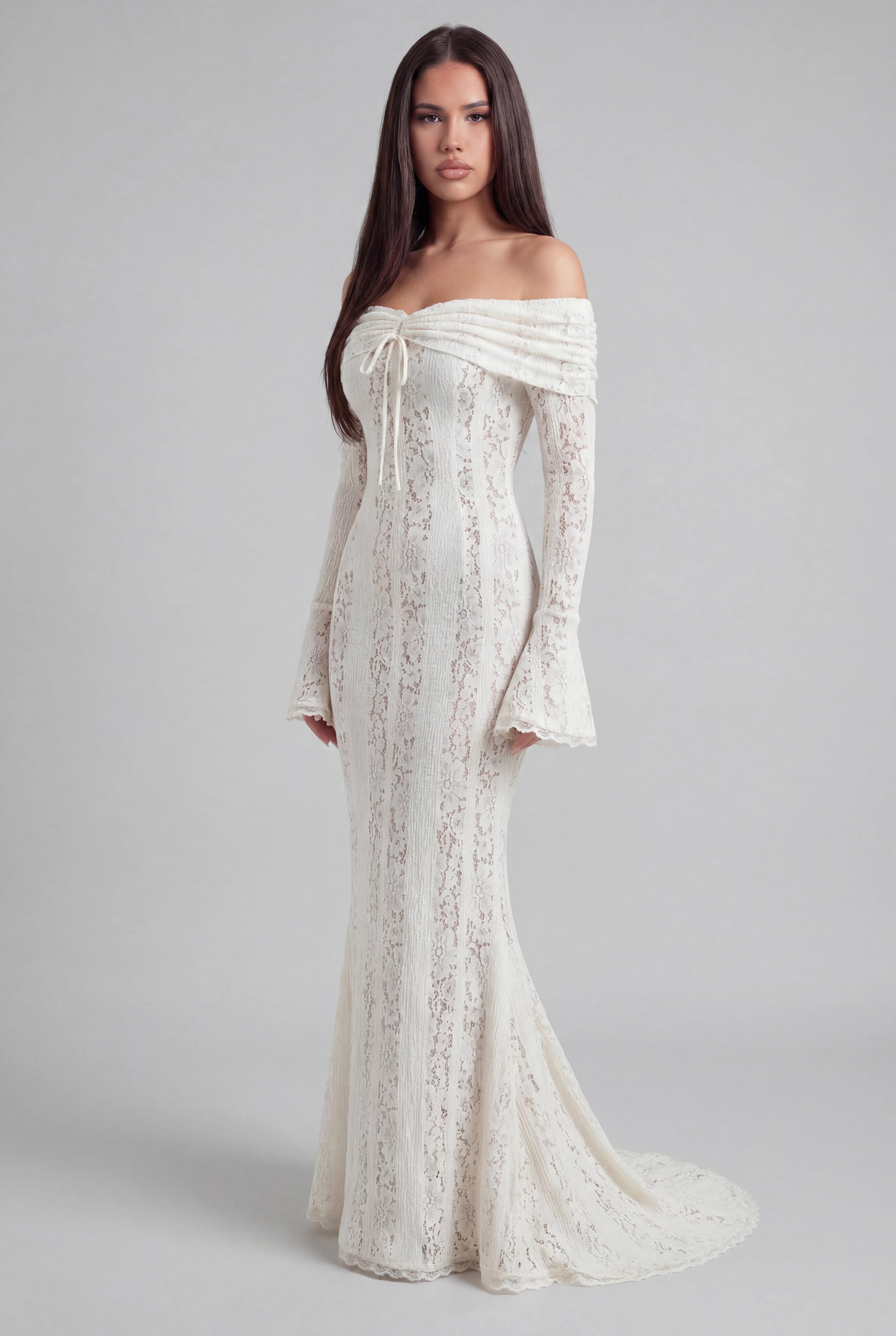 Qetsiyah Floral Lace Off Shoulder Maxi Dress