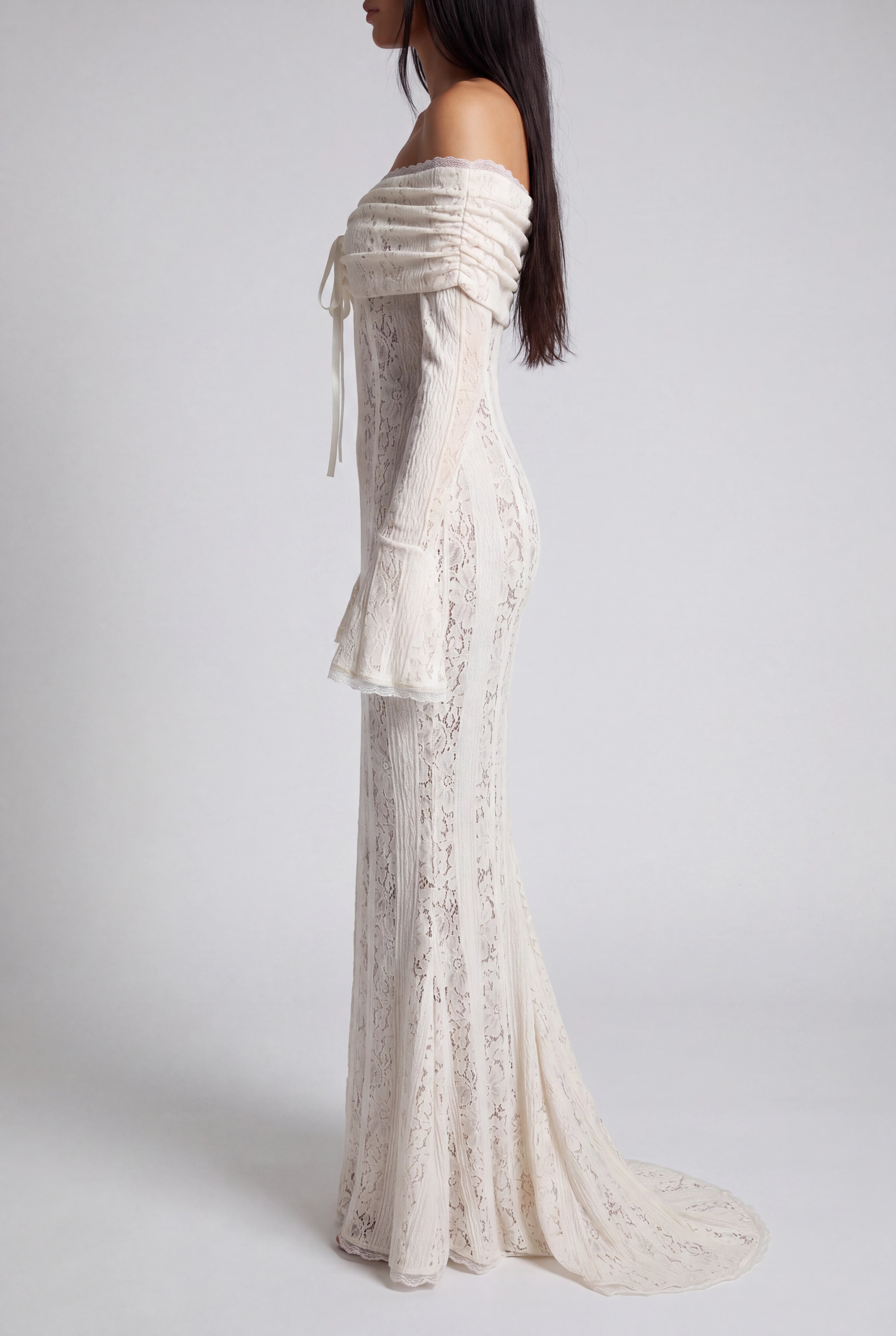 Qetsiyah Floral Lace Off Shoulder Maxi Dress
