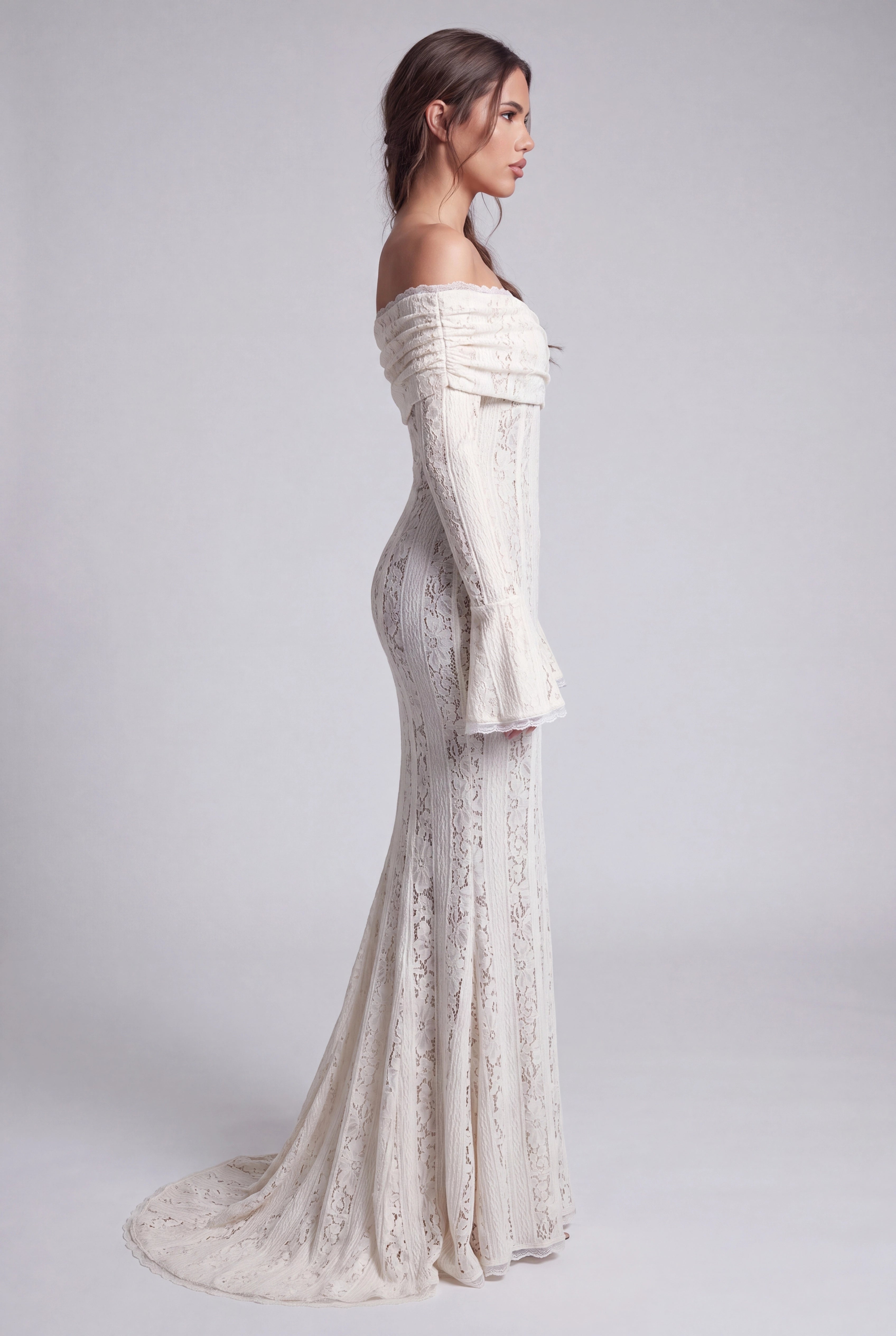 Qetsiyah Floral Lace Off Shoulder Maxi Dress