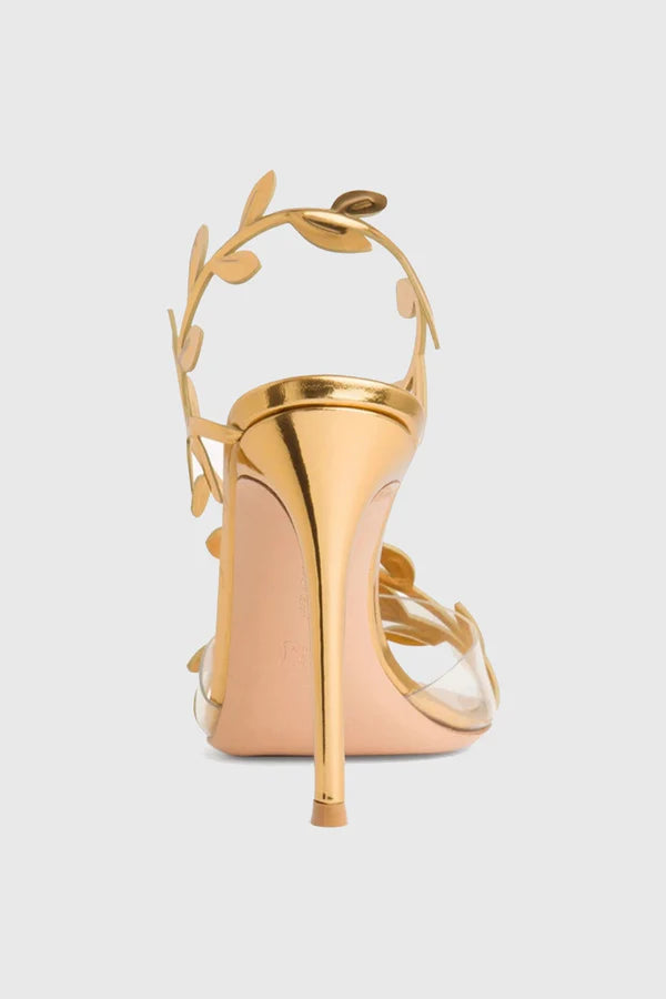 Ophelia Mirrored Leaf Embellished Slingback Sandals