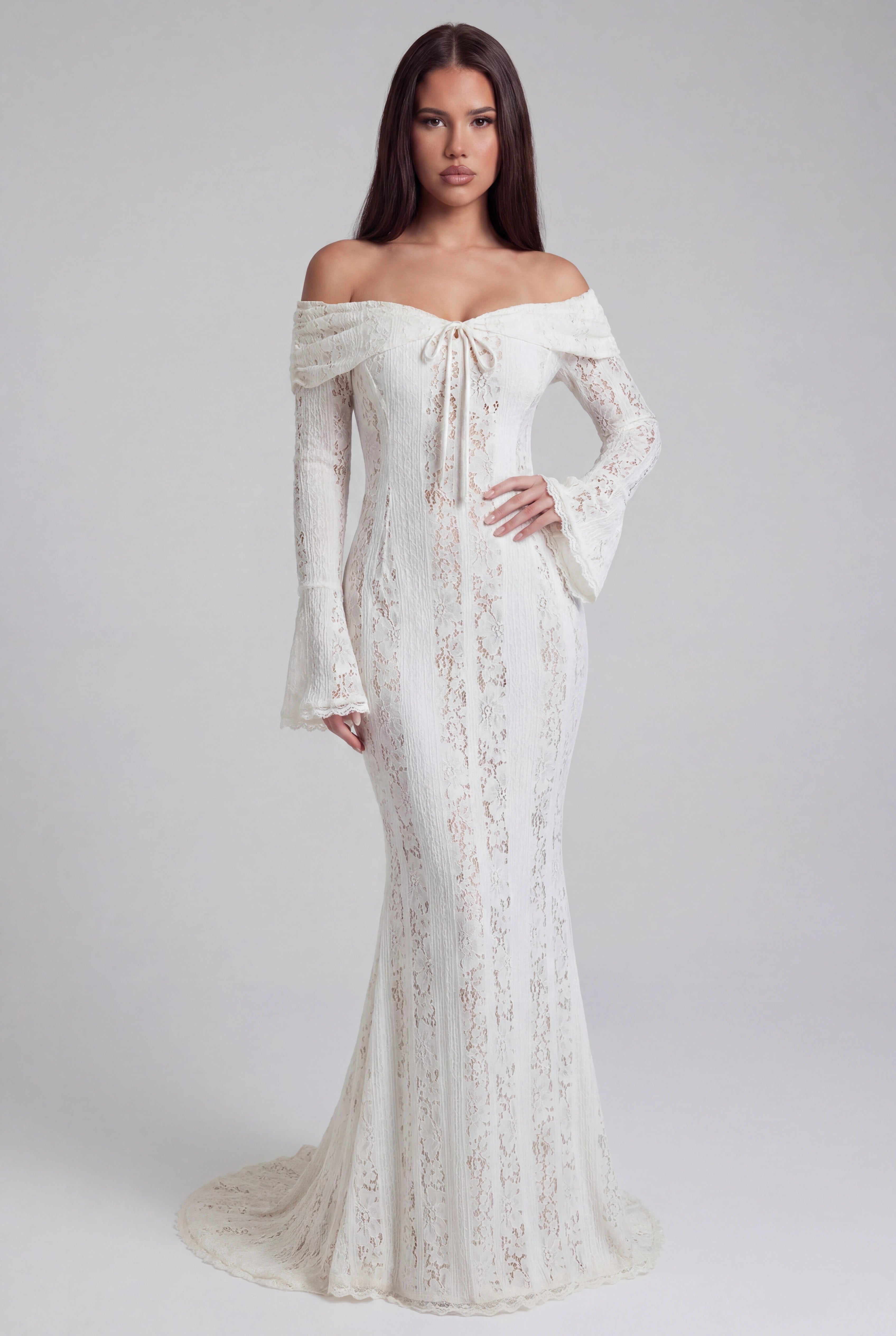 Qetsiyah Floral Lace Off Shoulder Maxi Dress