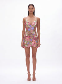 Bellucci Multicolor Floral Spaghetti Strap Floral Mini Dress - Livetta