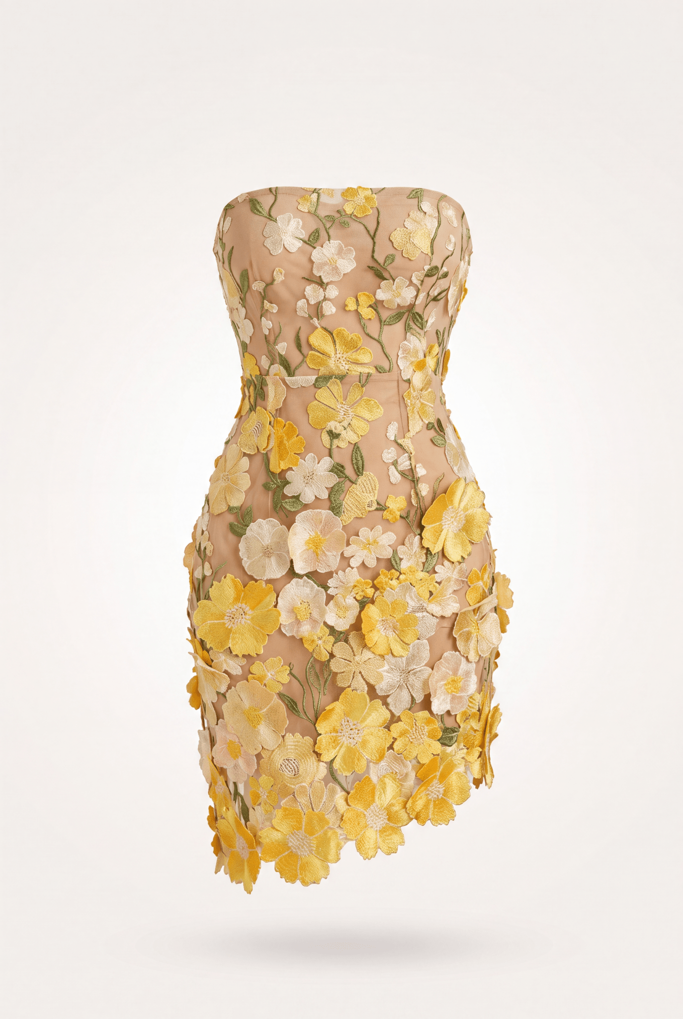 Delilah Strapless Embroidered Flower Mini Dress - Livetta