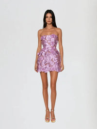 Galina Strapless Flower Embroidered Mini Dress - Livetta