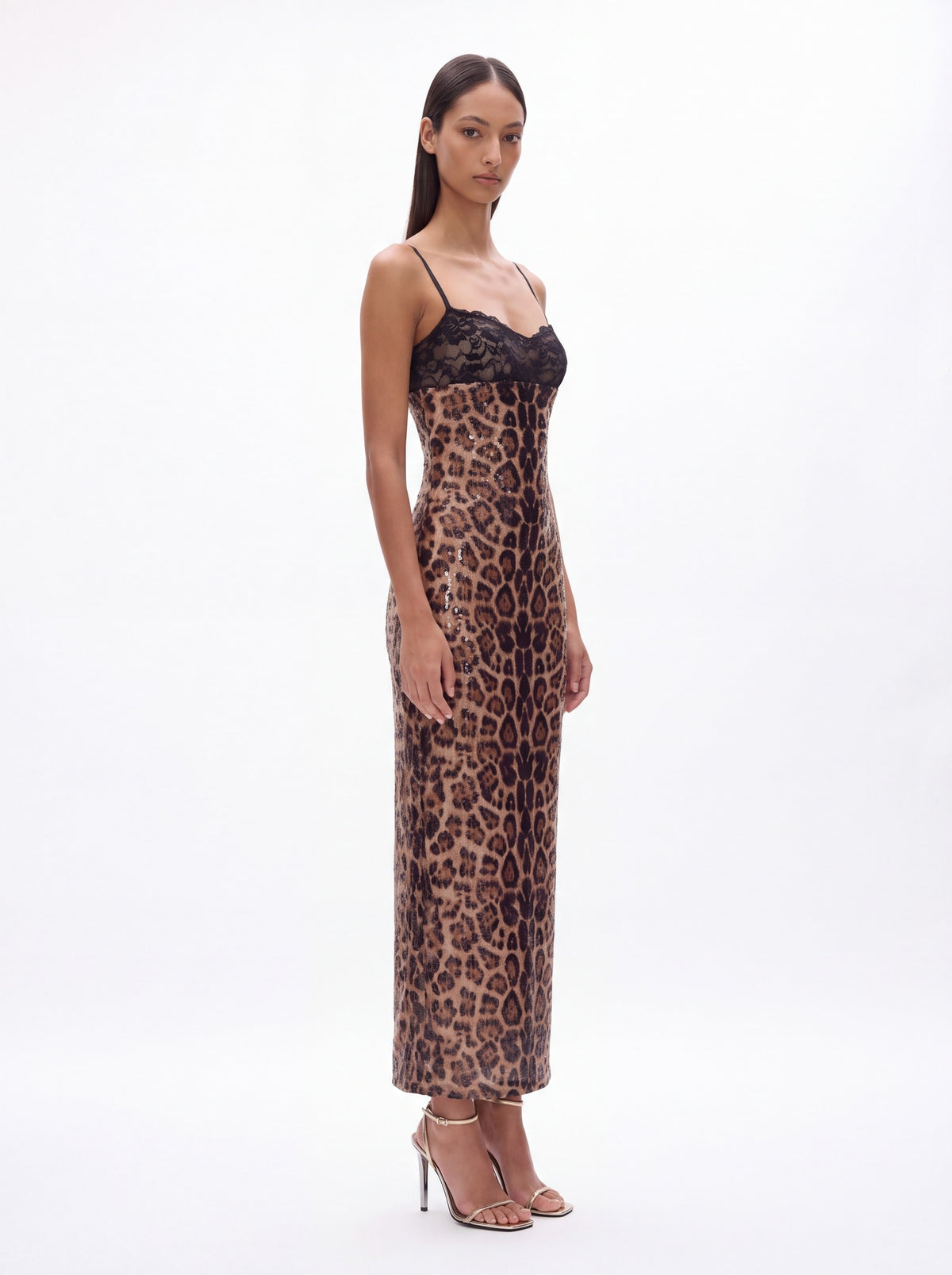 Leopold Spaghetti Sequin Maxi Dress