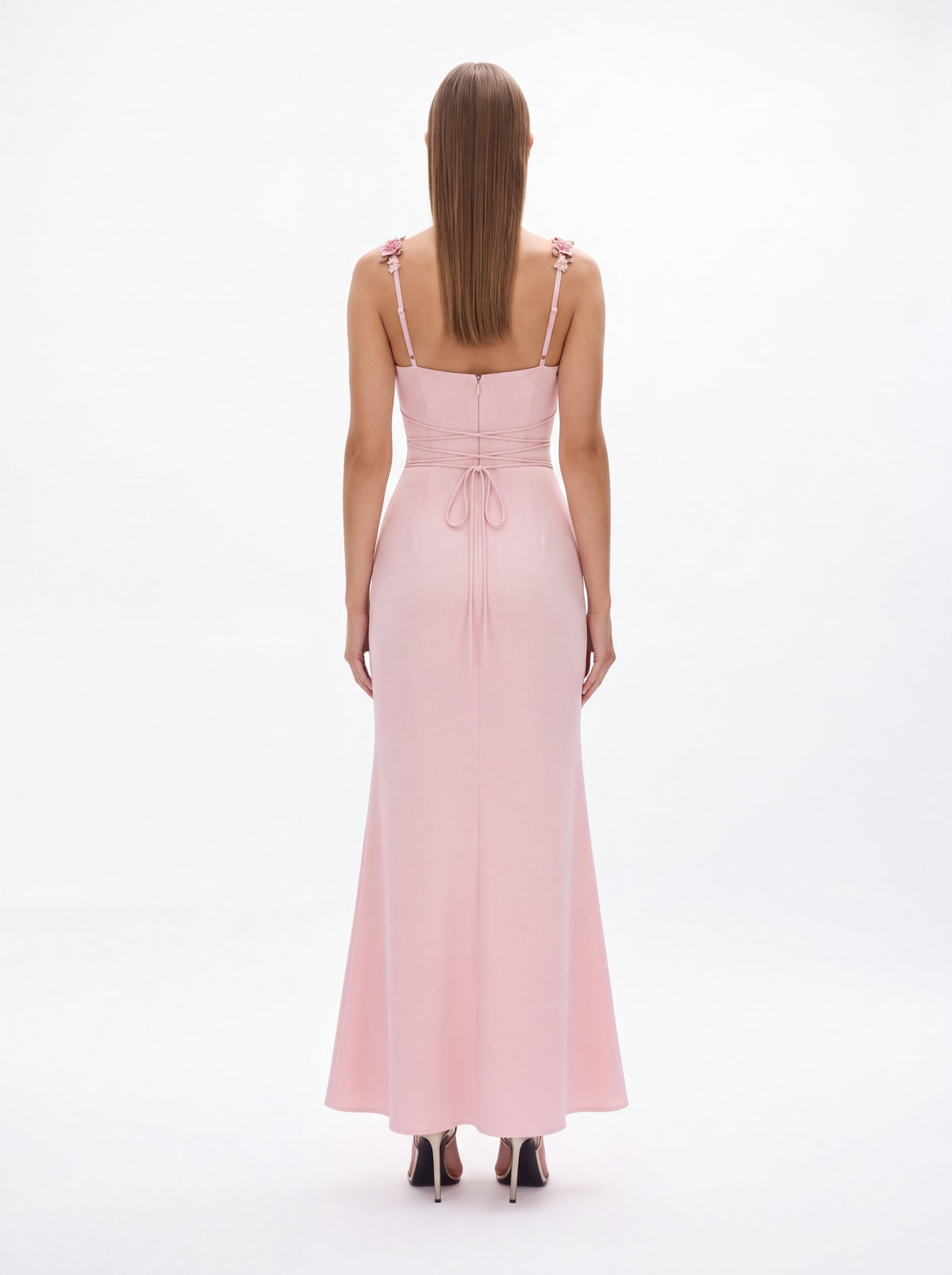 Rosanne Flower Embroidered Halter Maxi Dress