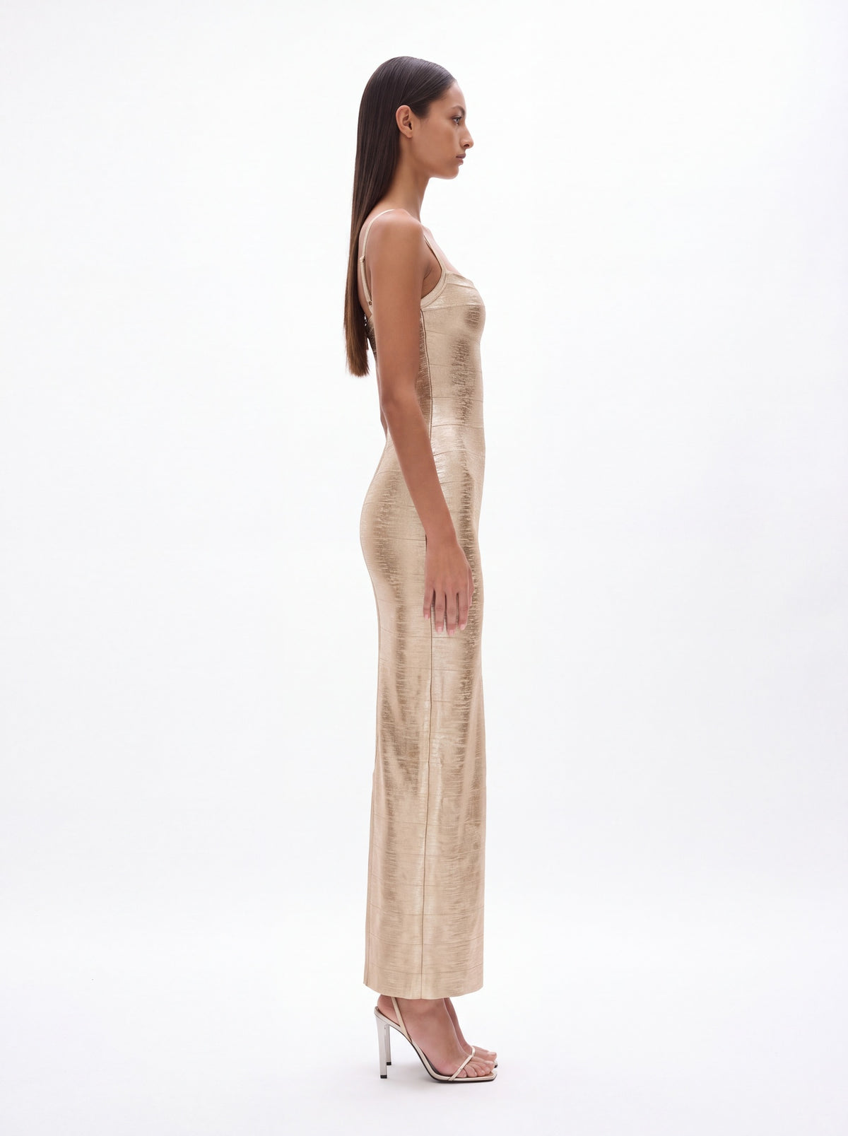Lucinda Classic Contour Metallic Bandage Maxi Dress