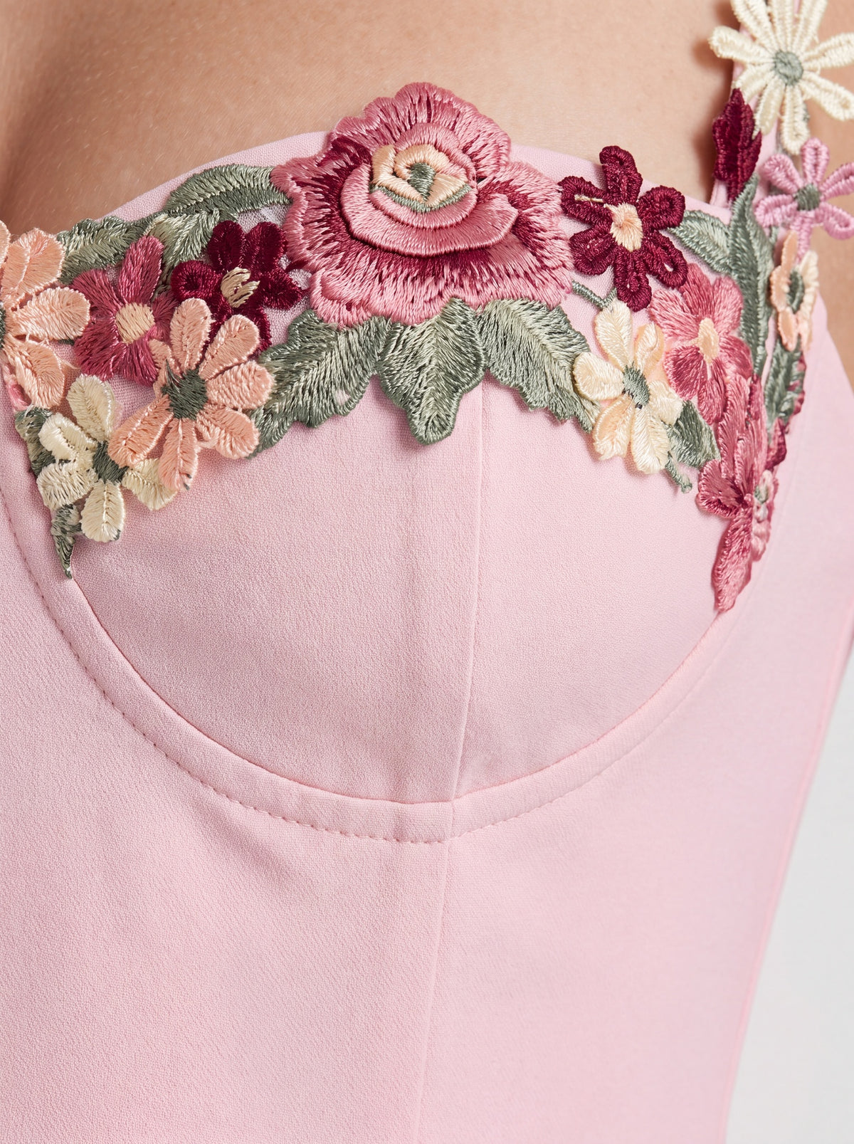 Rosanne Flower Embroidered Halter Maxi Dress