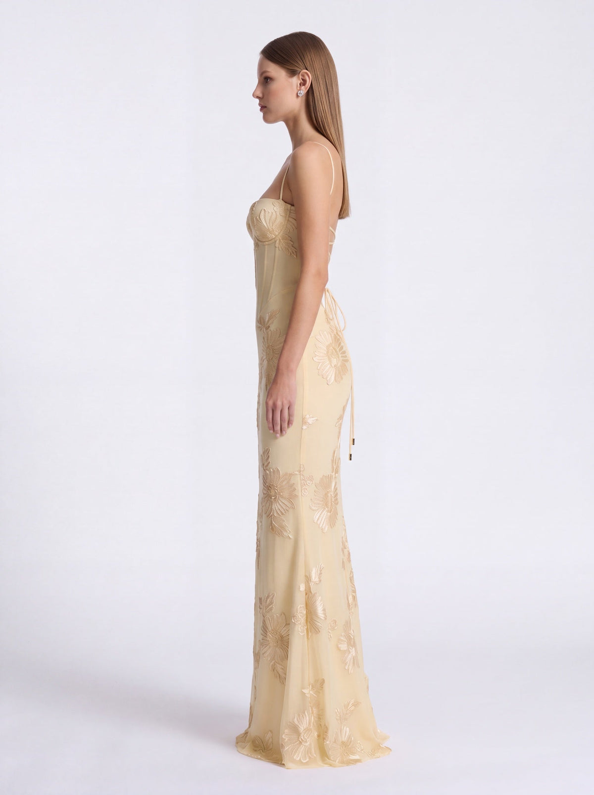 Jessica Floral Appliqué Corset Maxi Dress - Livetta