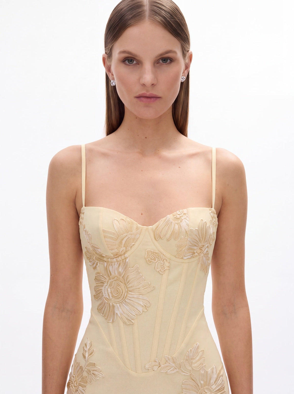 Jessica Floral Appliqué Corset Maxi Dress - Livetta
