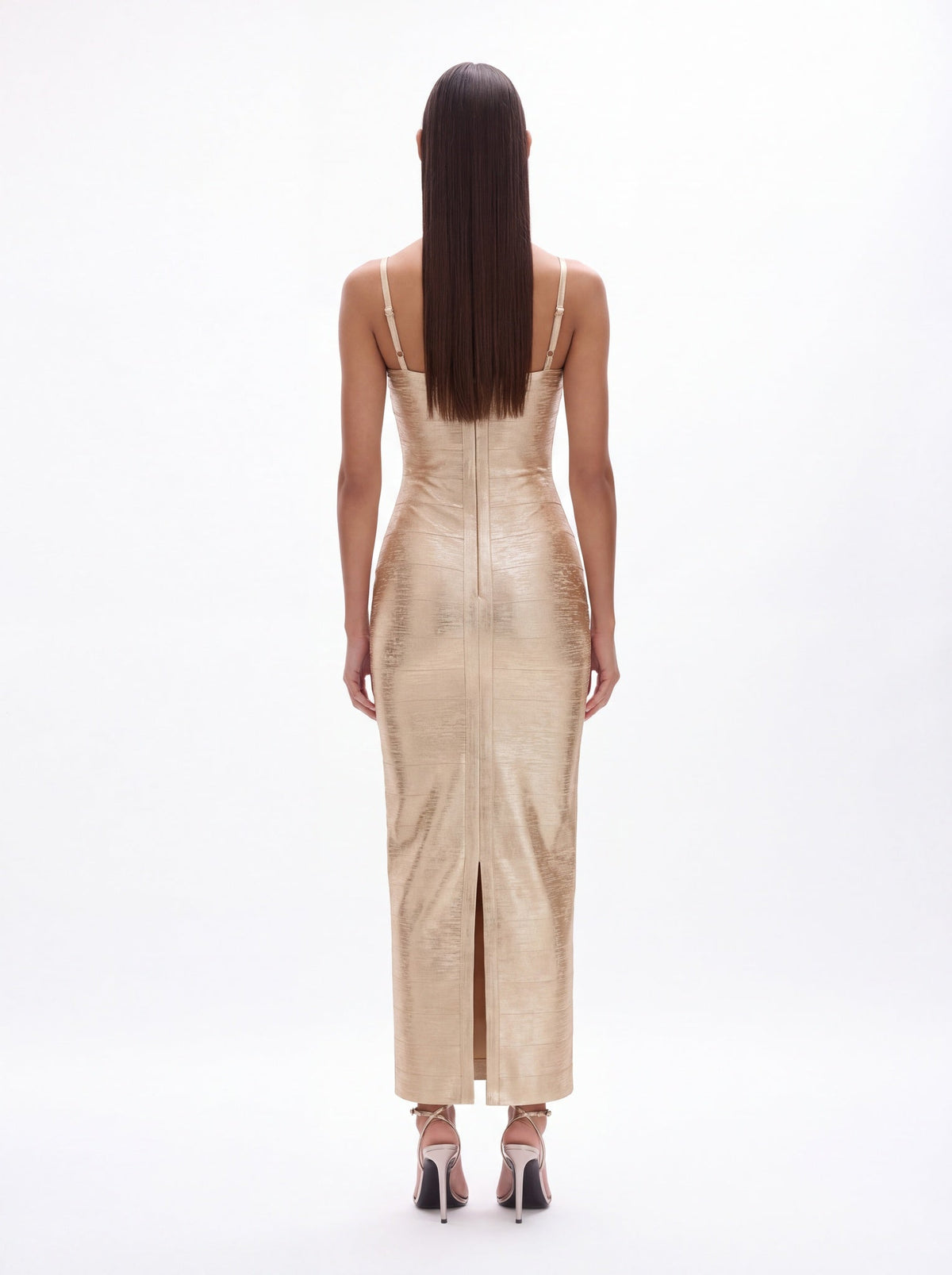 Lucinda Classic Contour Metallic Bandage Maxi Dress - Livetta