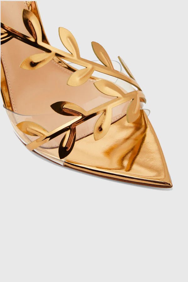 Ophelia Mirrored Leaf Embellished Slingback Sandals - Livetta