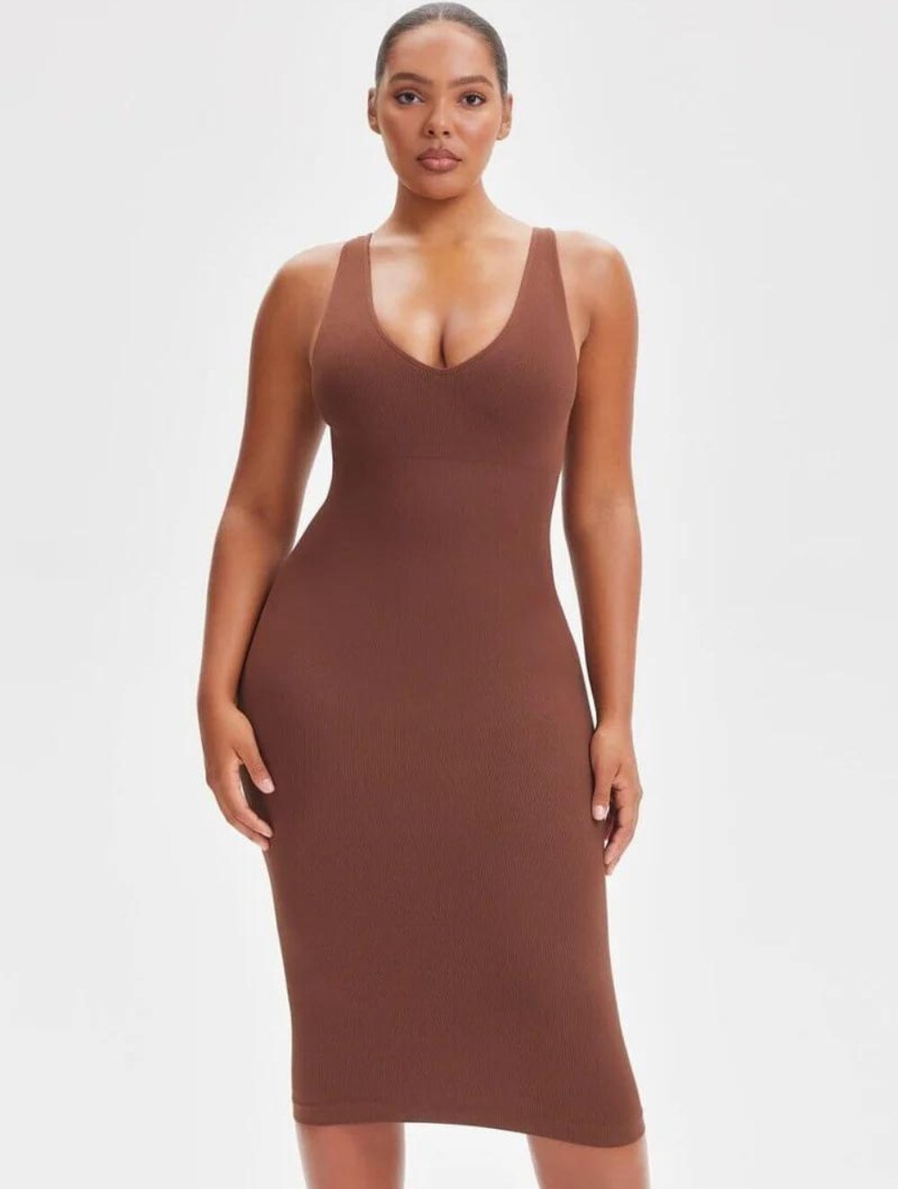 Shapewear Deep V-Neck Tank Dress - GetLivetta