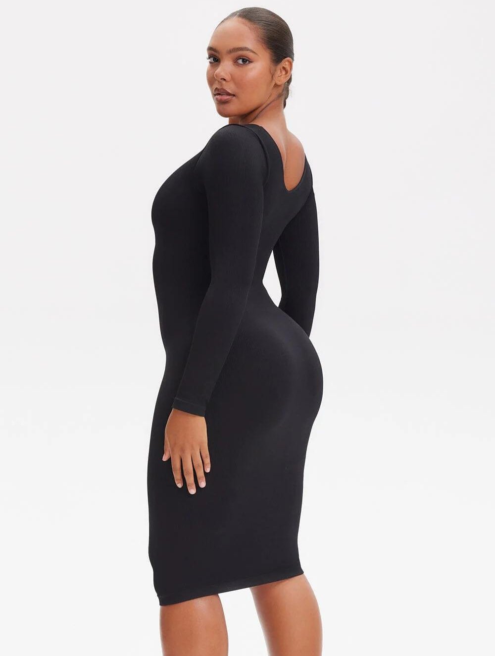 Shapewear V-Neck Long Sleeve Dress - GetLivetta