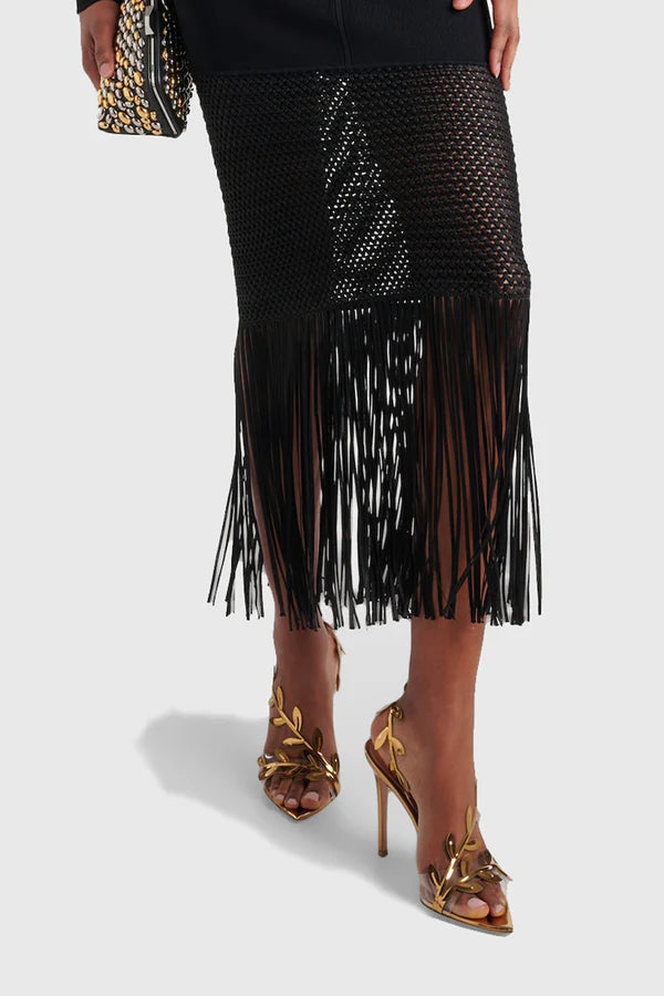 Ophelia Mirrored Leaf Embellished Slingback Sandals