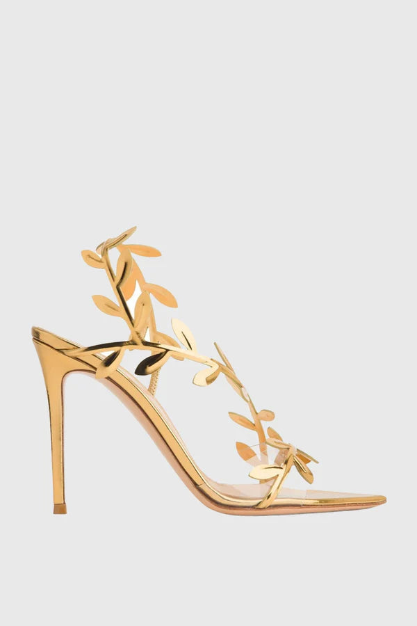 Ophelia Mirrored Leaf Embellished Slingback Sandals