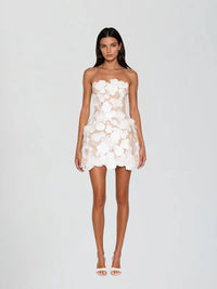 Galina Strapless Flower Embroidered Mini Dress