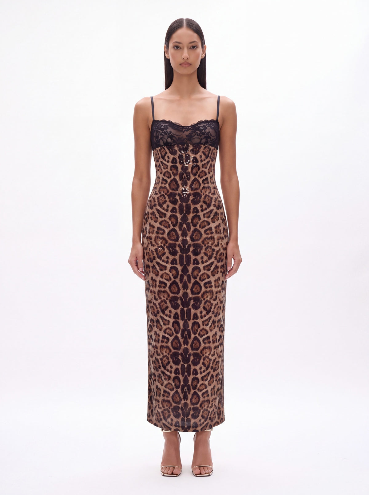 Leopold Spaghetti Sequin Maxi Dress