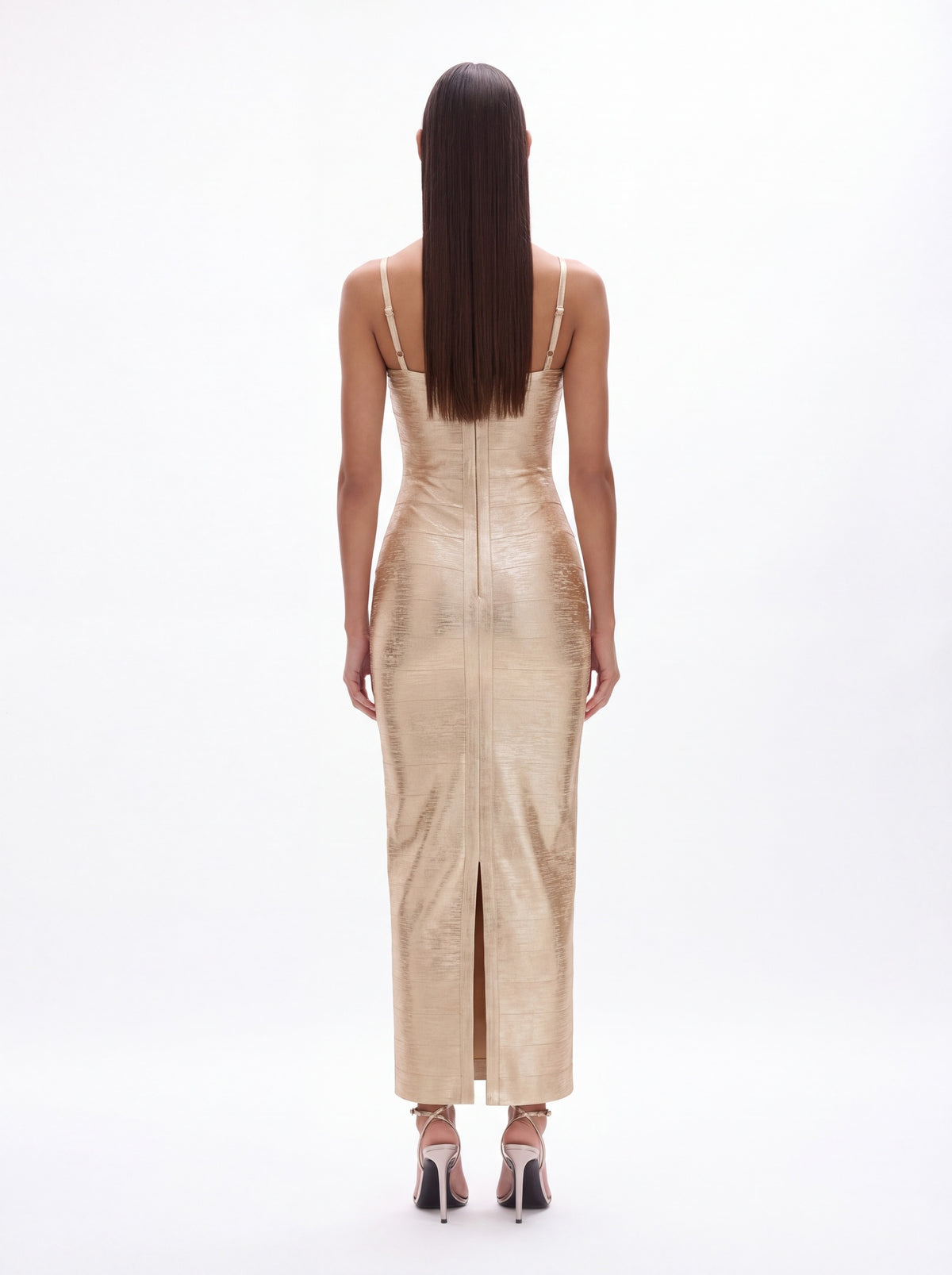 Lucinda Classic Contour Metallic Bandage Maxi Dress