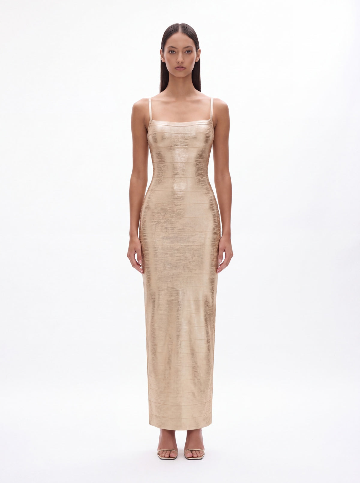 Lucinda Classic Contour Metallic Bandage Maxi Dress
