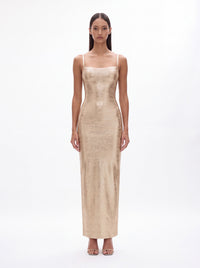 Lucinda Classic Contour Metallic Bandage Maxi Dress