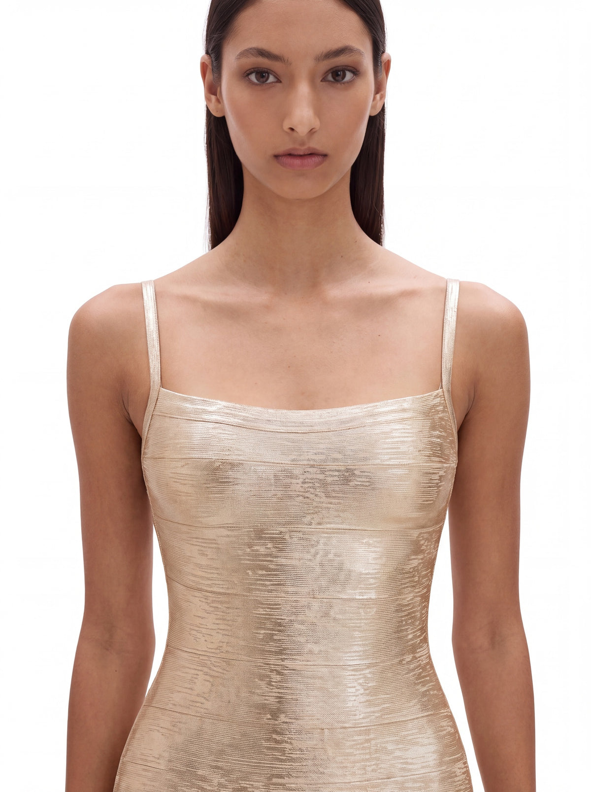 Lucinda Classic Contour Metallic Bandage Maxi Dress