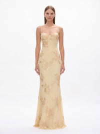 Jessica Floral Appliqué Corset Maxi Dress - Livetta
