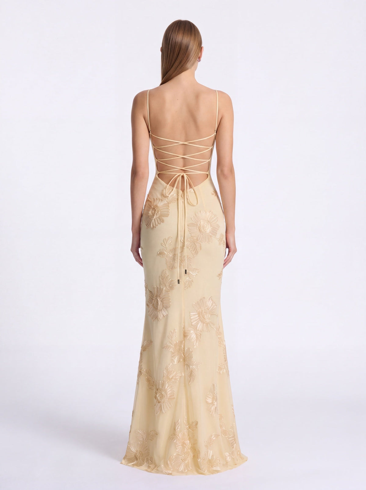 Jessica Floral Appliqué Corset Maxi Dress - Livetta