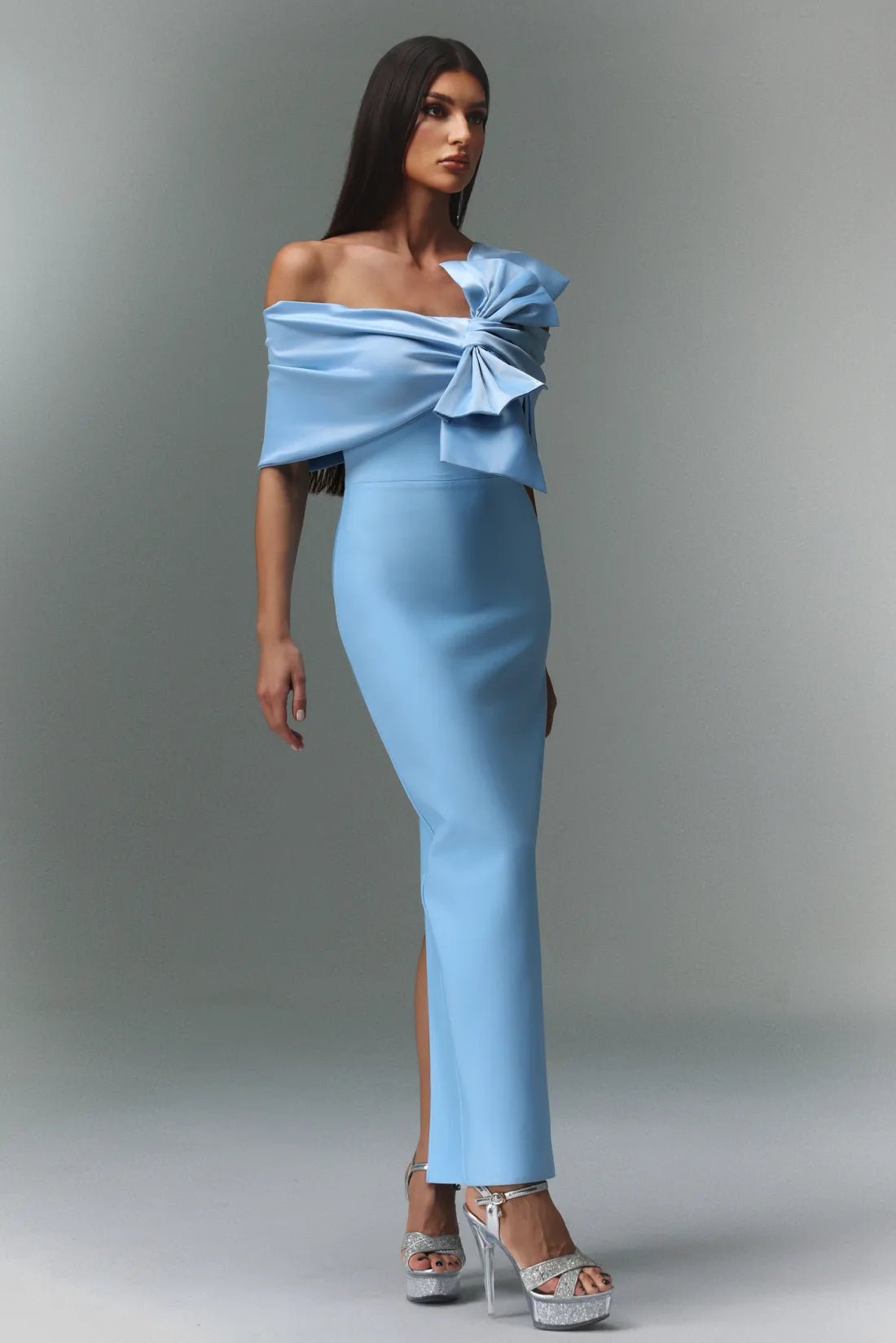 Linda Off - The - Shoulder Bow Bandage Maxi Dress - Livetta