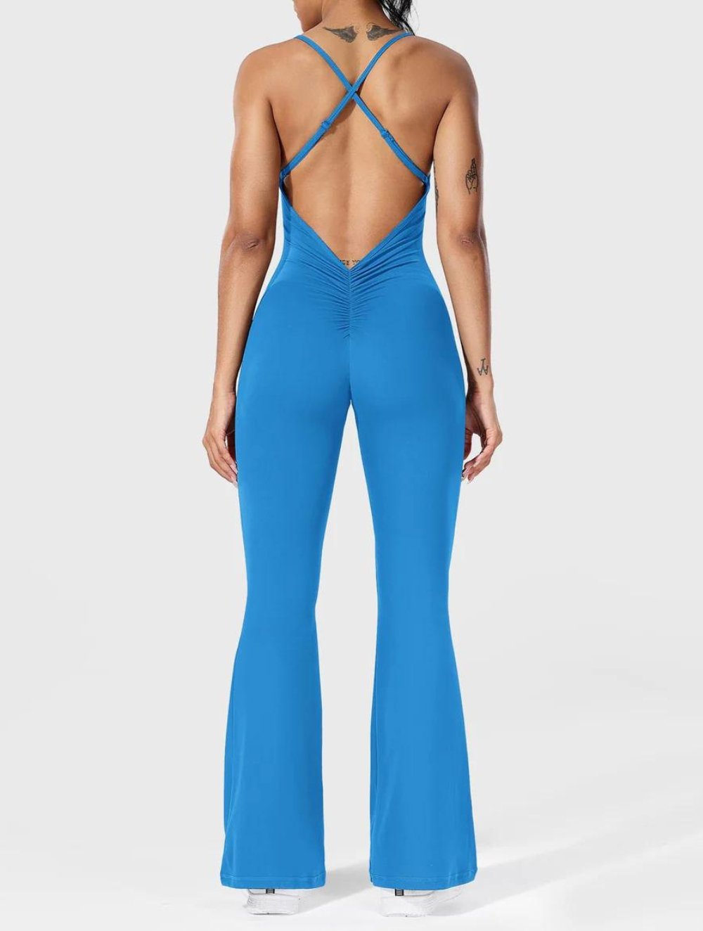 Liza V-Back Cross Flared Jumpsuit - GetLivetta