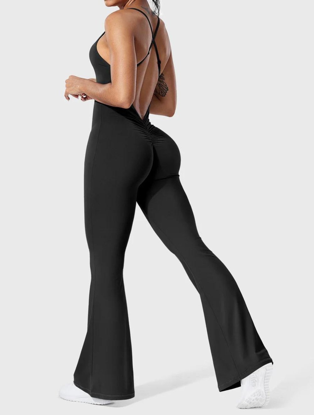 Liza V-Back Cross Flared Jumpsuit - GetLivetta