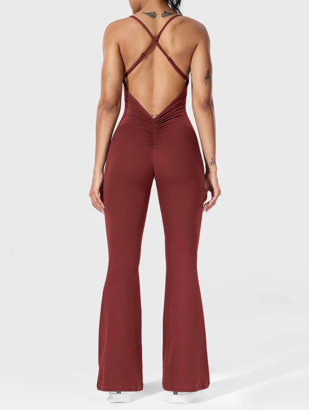 Liza V-Back Cross Flared Jumpsuit - GetLivetta