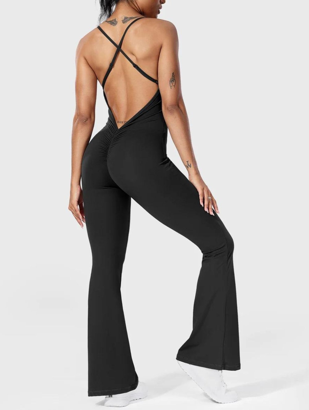 Liza V-Back Cross Flared Jumpsuit - GetLivetta