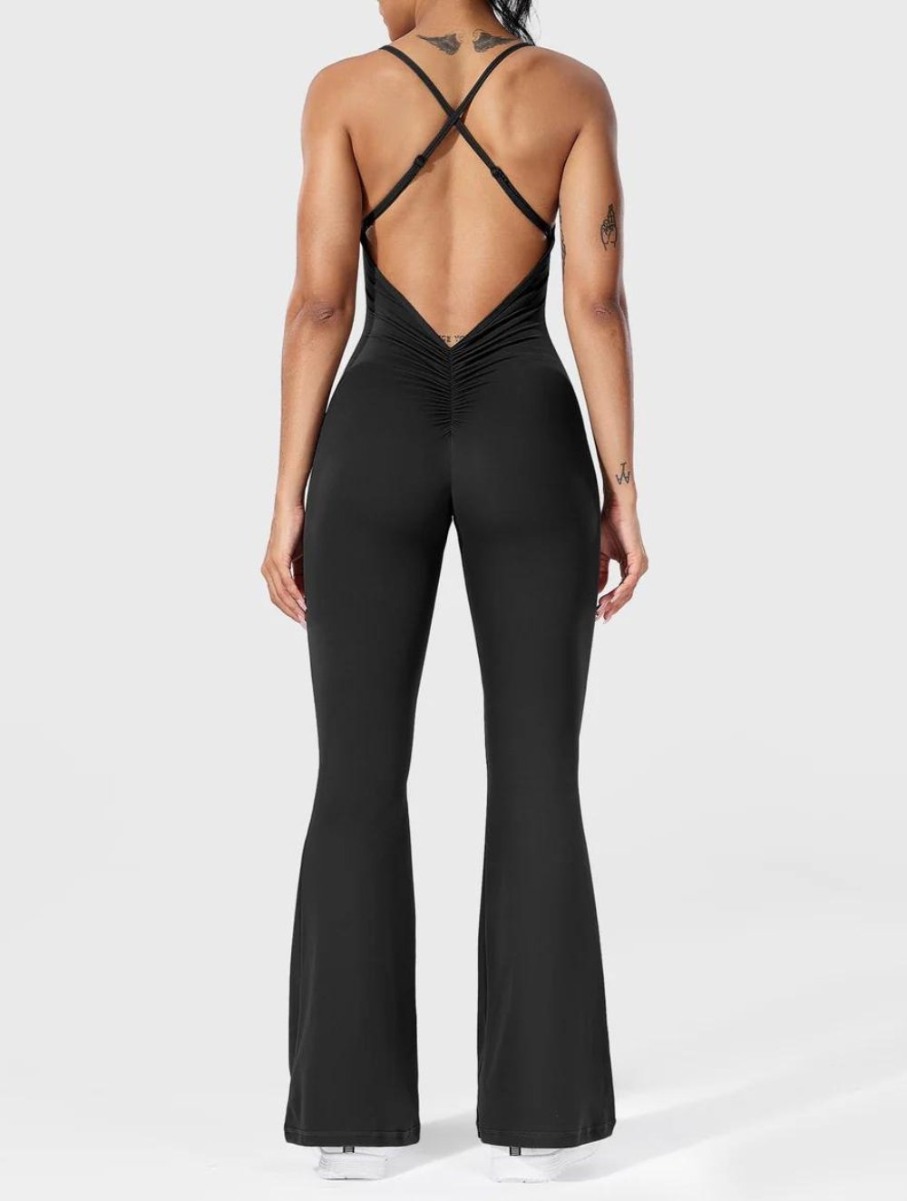 Liza V-Back Cross Flared Jumpsuit - GetLivetta