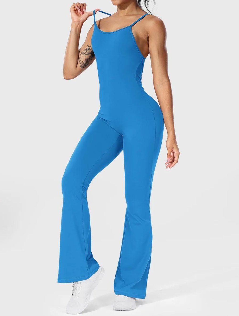 Liza V-Back Cross Flared Jumpsuit - GetLivetta