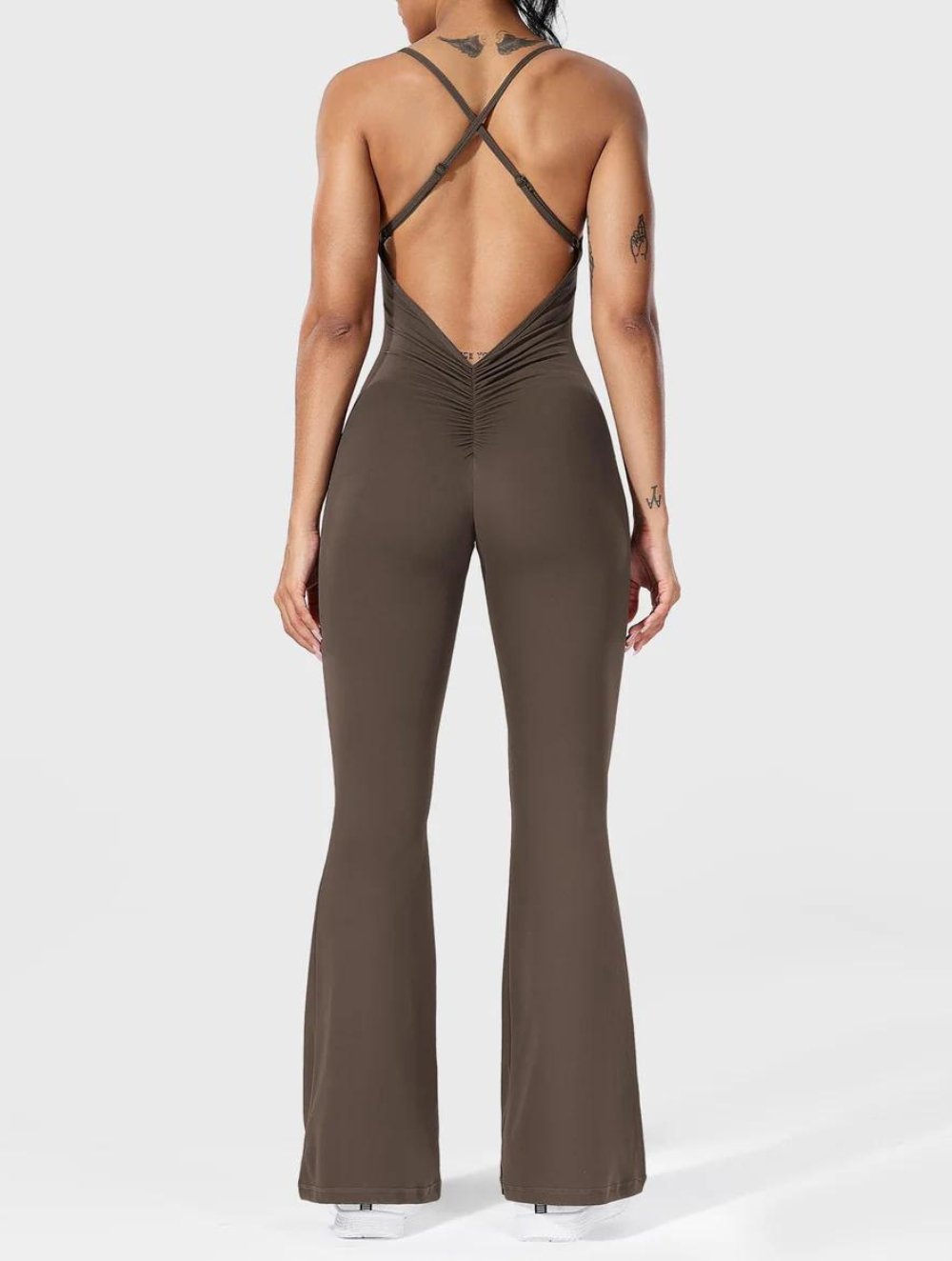 Liza V-Back Cross Flared Jumpsuit - GetLivetta