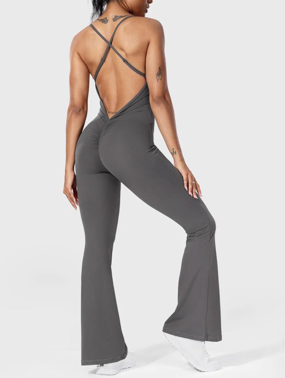 Liza V-Back Cross Flared Jumpsuit - GetLivetta