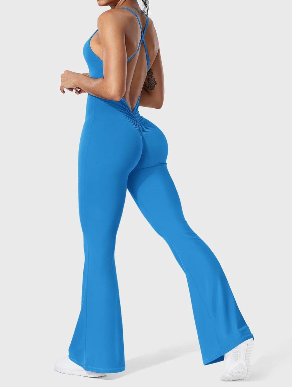 Liza V-Back Cross Flared Jumpsuit - GetLivetta