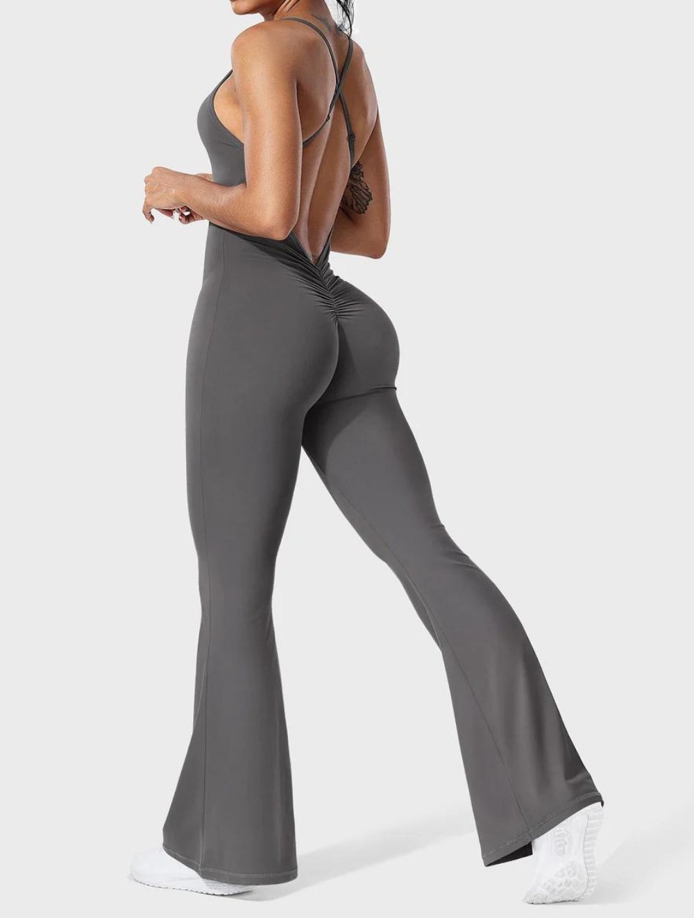 Liza V-Back Cross Flared Jumpsuit - GetLivetta