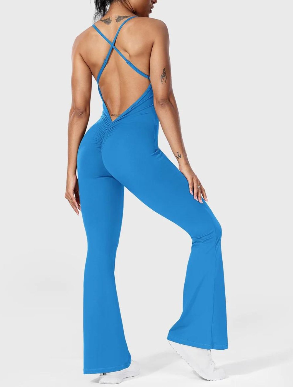 Liza V-Back Cross Flared Jumpsuit - GetLivetta