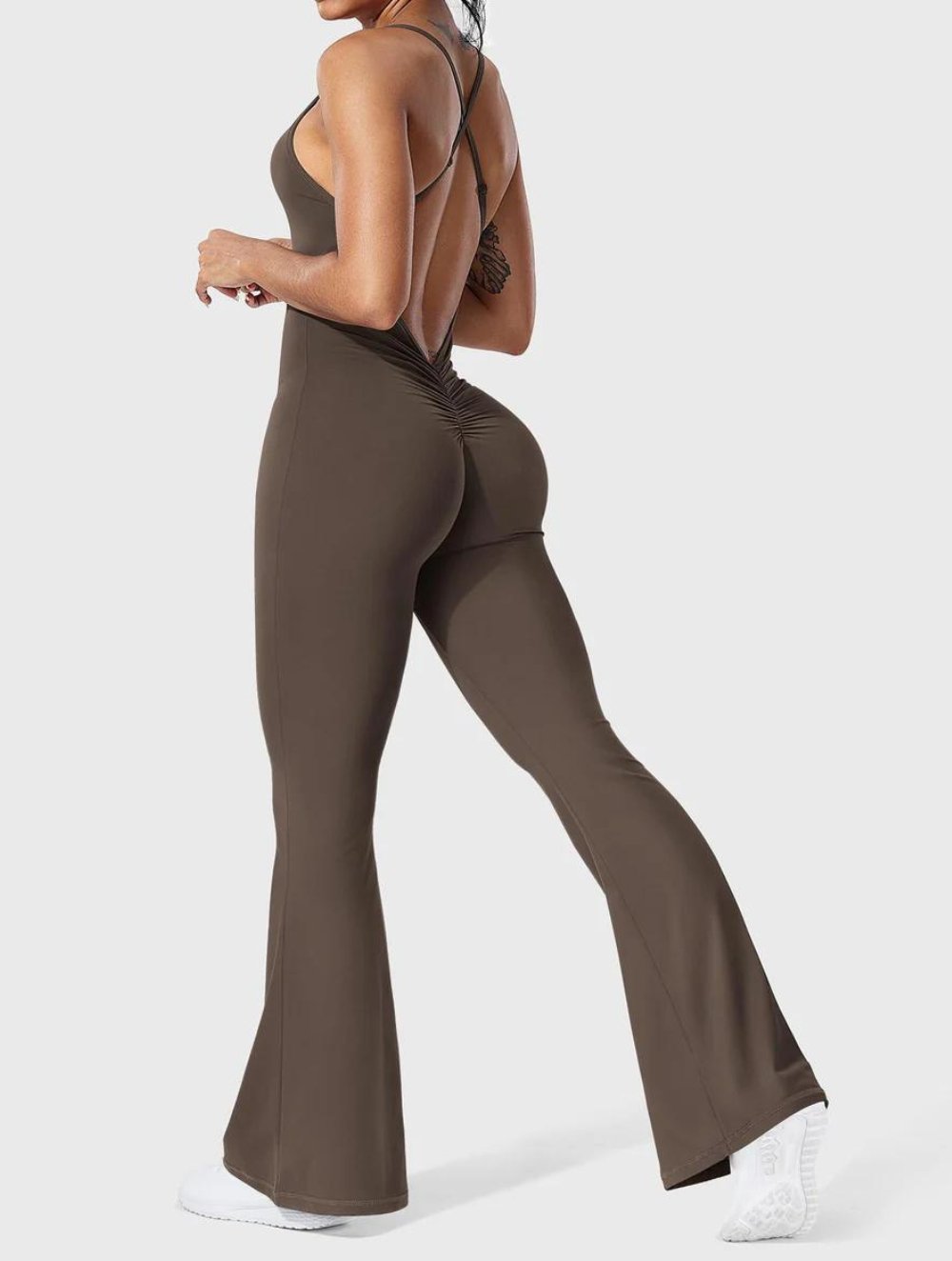 Liza V-Back Cross Flared Jumpsuit - GetLivetta