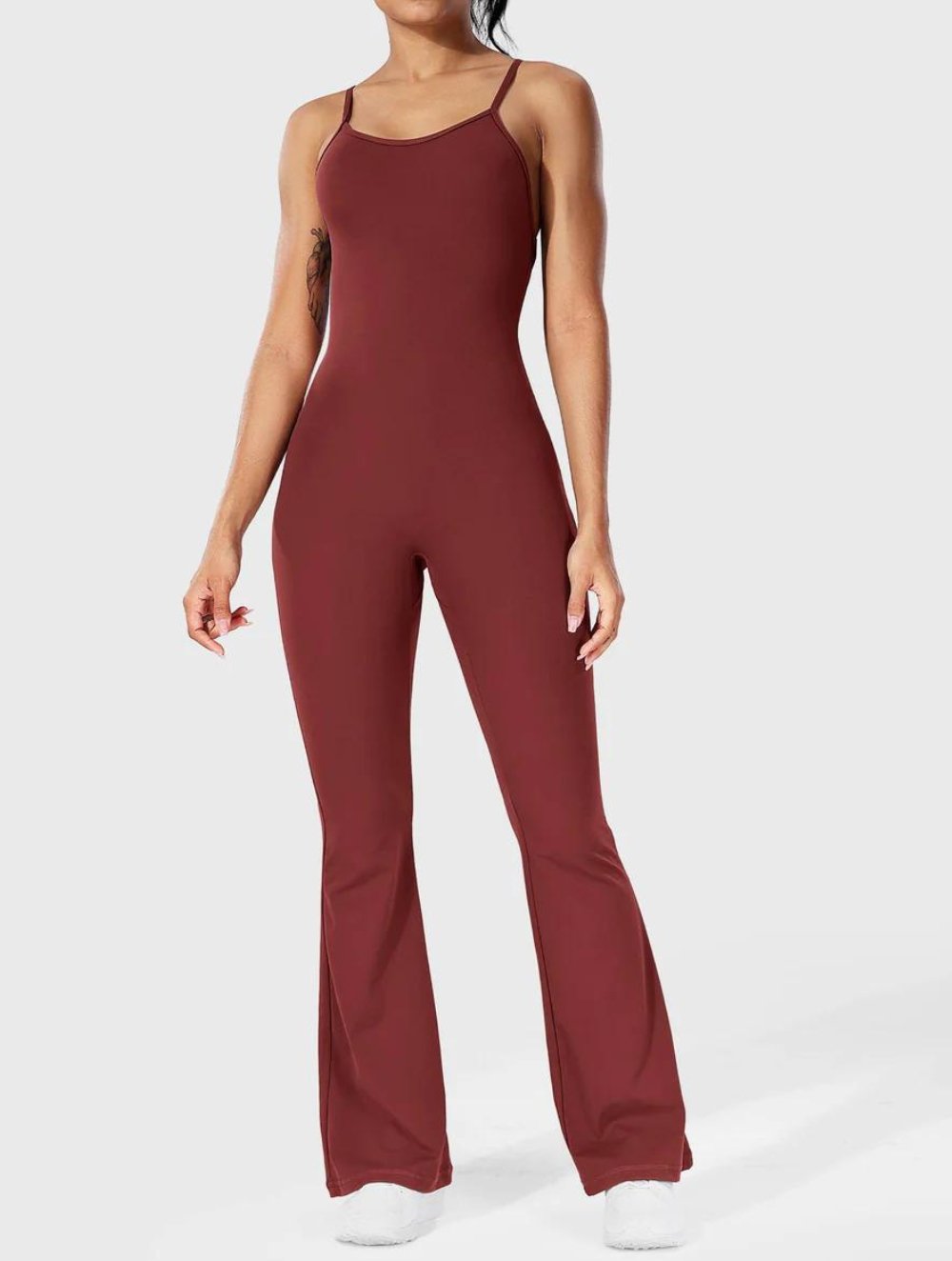 Liza V-Back Cross Flared Jumpsuit - GetLivetta