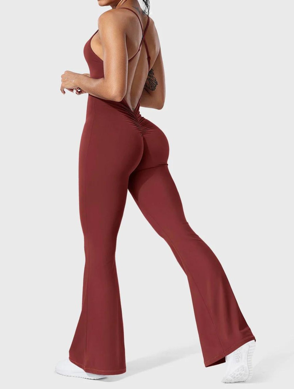 Liza V-Back Cross Flared Jumpsuit - GetLivetta