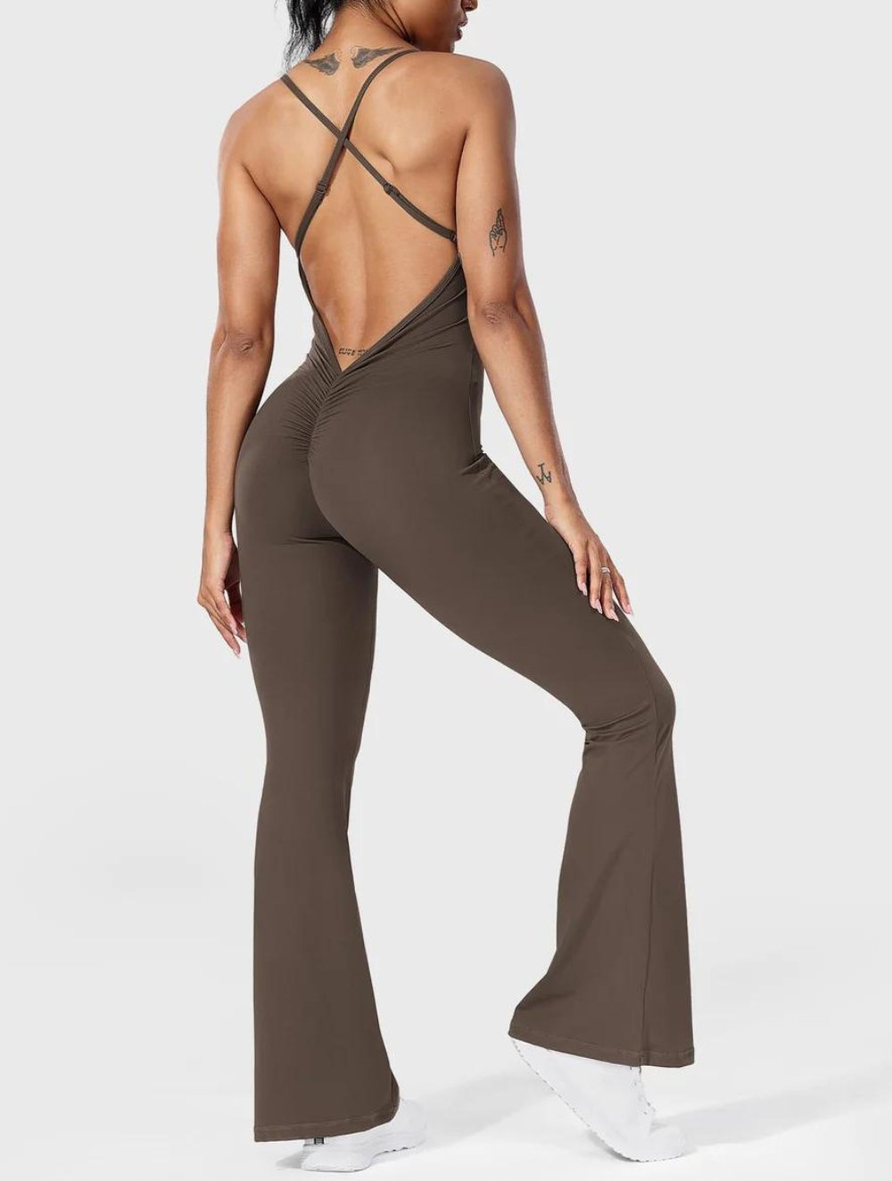 Liza V-Back Cross Flared Jumpsuit - GetLivetta