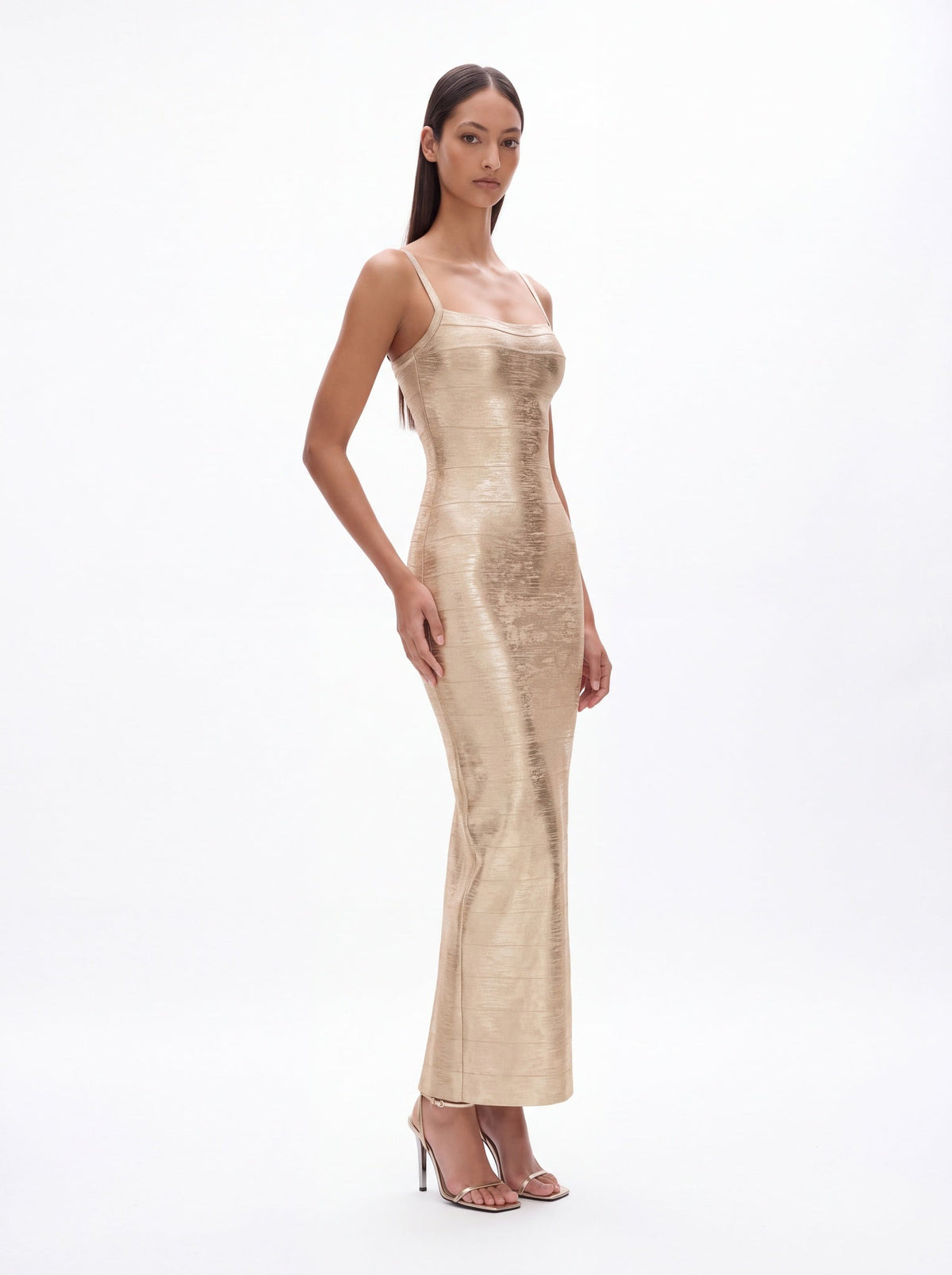 Lucinda Classic Contour Metallic Bandage Maxi Dress - Livetta