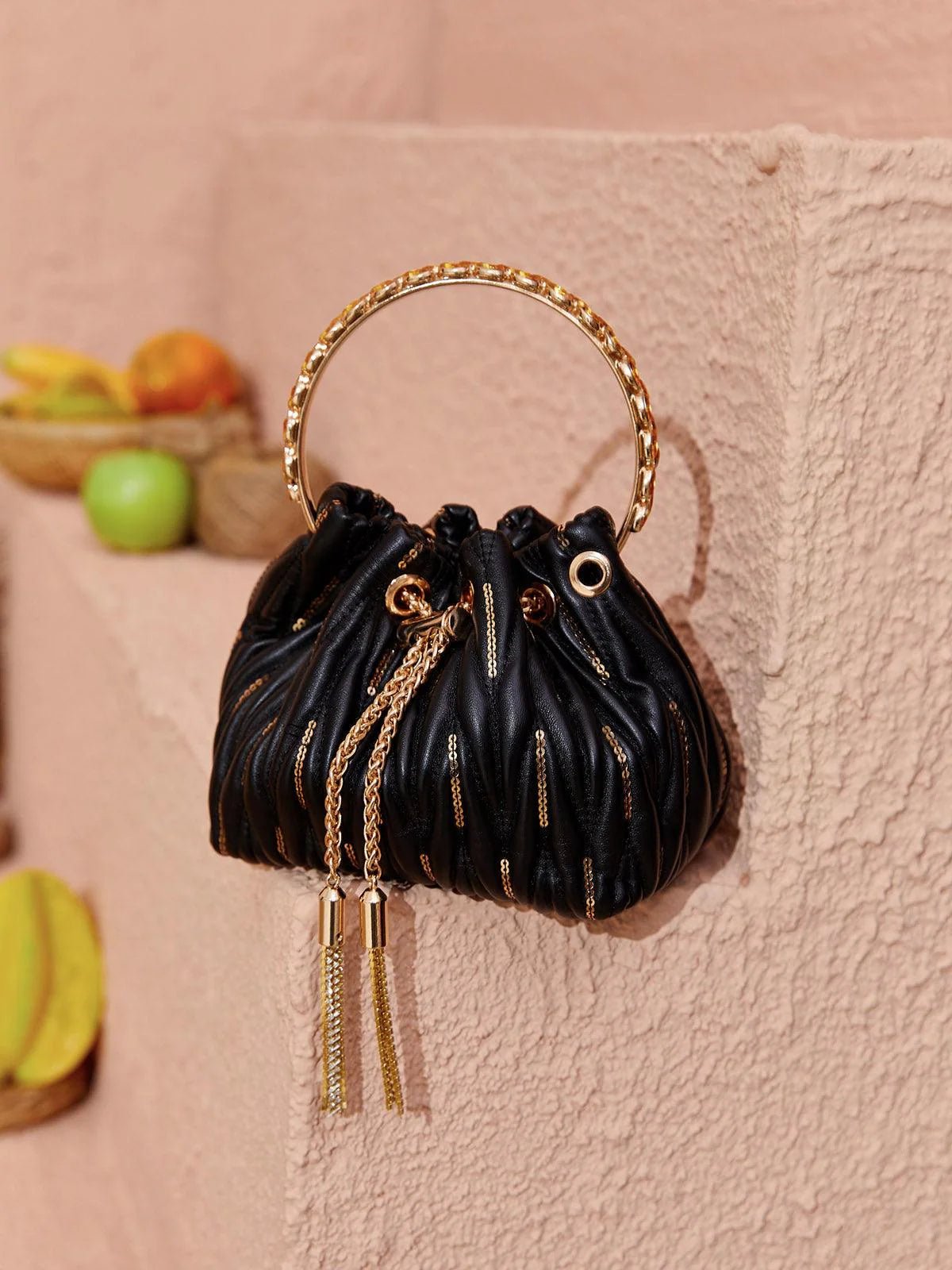 Mel Crystal Embellished Bucket Bag - Livetta