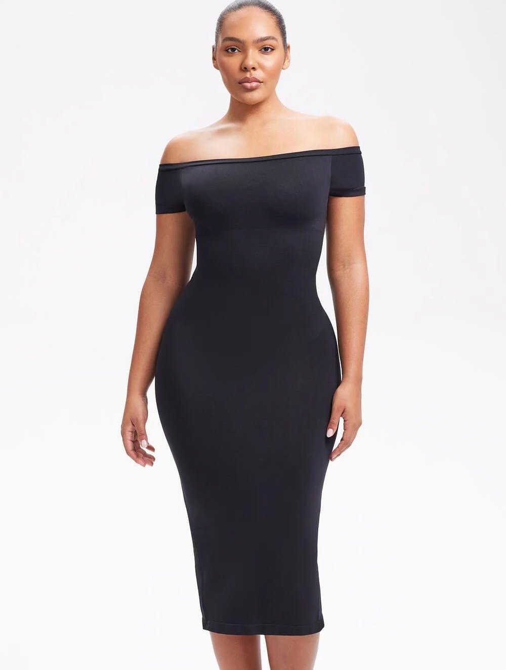 Off-Shoulder Midi Shapewear Dress - GetLivetta