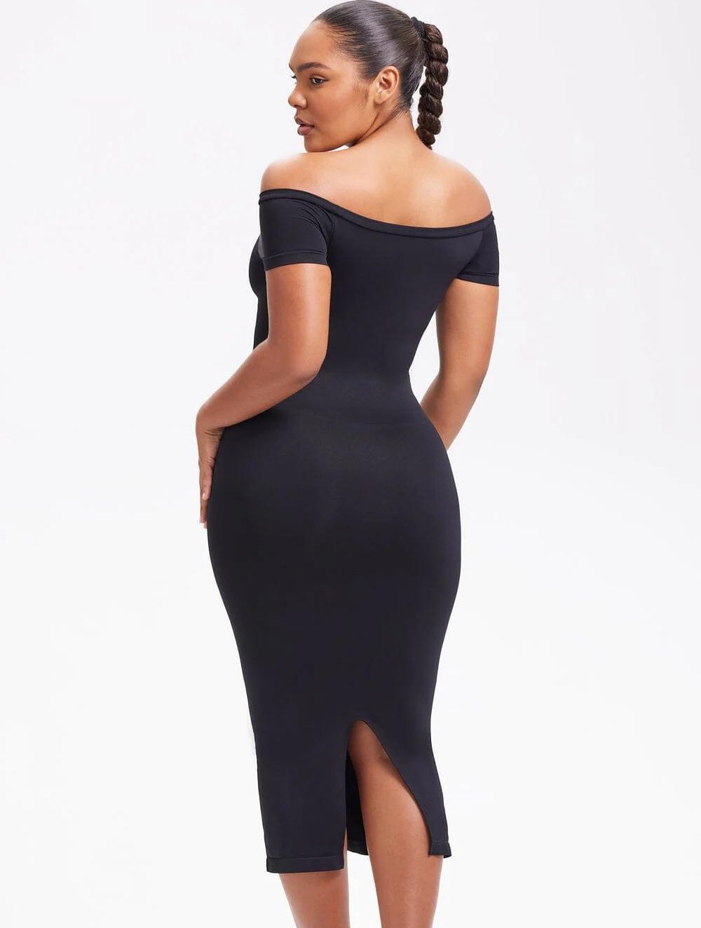 Off-Shoulder Midi Shapewear Dress - GetLivetta