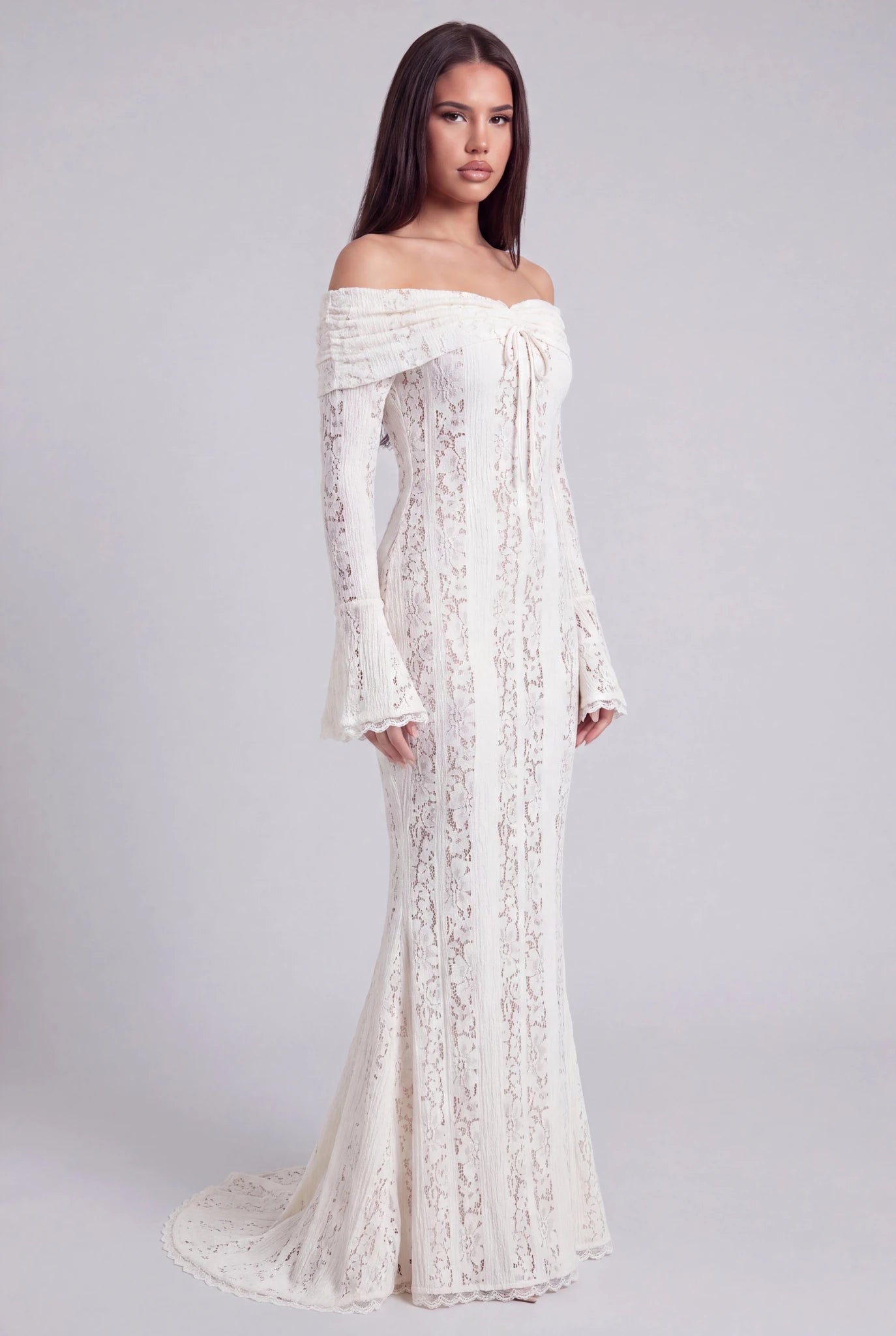 Qetsiyah Floral Lace Off Shoulder Maxi Dress - Livetta