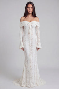 Qetsiyah Floral Lace Off Shoulder Maxi Dress - Livetta